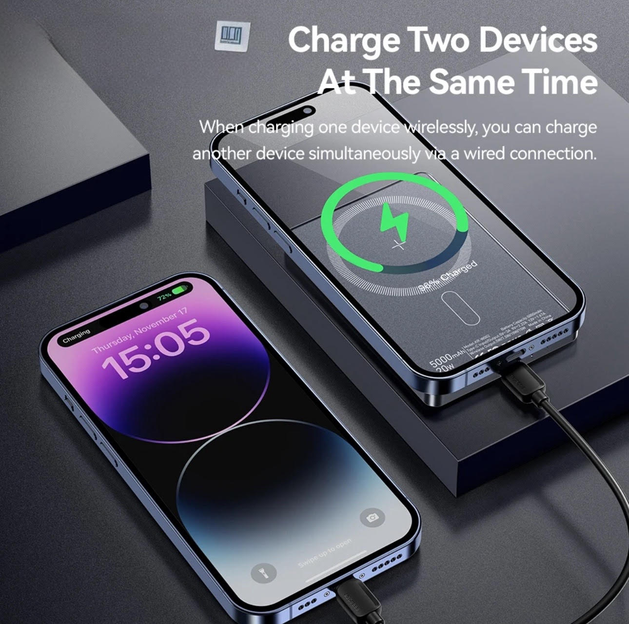 Thin Wireless Power Bank Magnetic 20W 5000mAh Portable Fast Charging External Battery.for Magsafe For iPhone 15 14 13 12