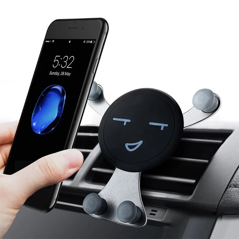 Gravity Car Phone Holder Air Vent Clip Smile Face Mount Mobile Cell Stand GPS Support For iPhone 12 Pro Max Xiaomi Samsung