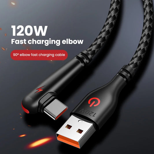 USB To Type-C Cable 90 Degree Elbow Mobile Phone Fast Charging For Huawei Mate 40 30 Xiaomi Samsung Phone Charging Cord