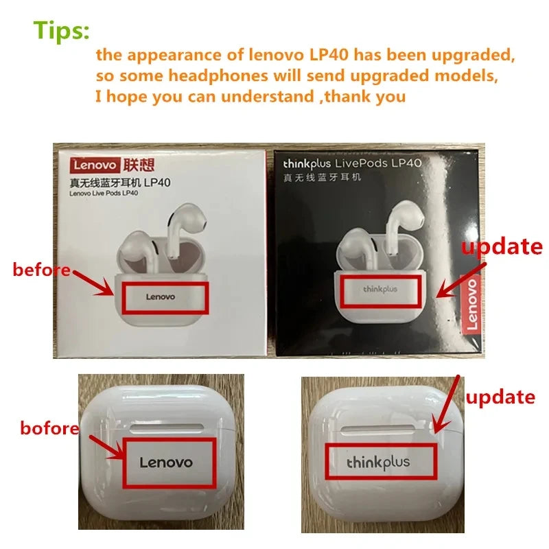 Original lp40 Bluetooth Earphone 5.0 Immersive Sound HIFI TWS With Microphone Touch Control For Long Standby Time Motion