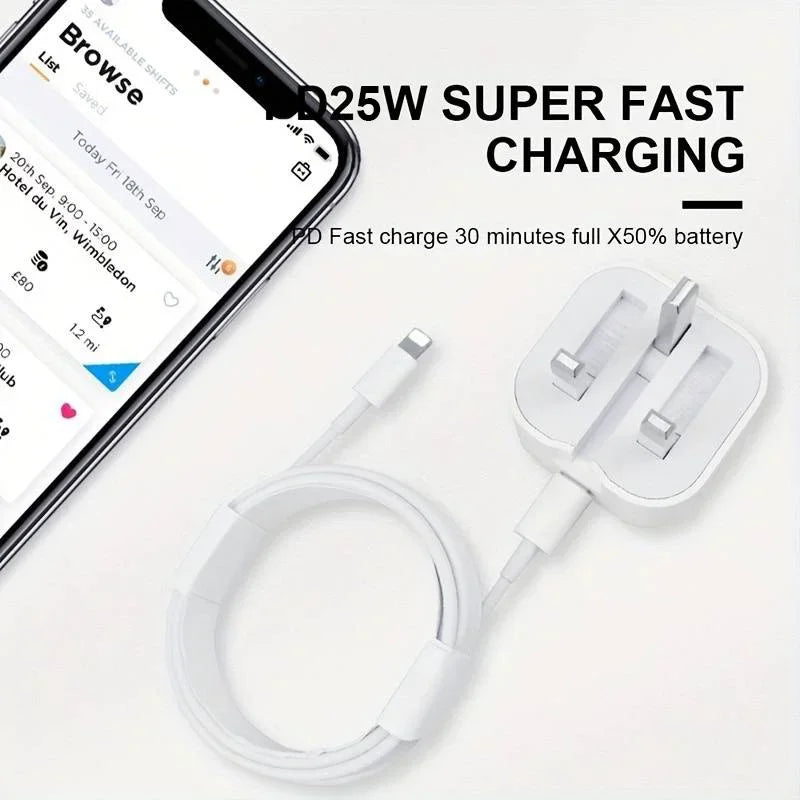 UK USB C Charger For iPhone 15 14 13 Pro QC3.0 Quick Charge PD 25W Type C Fast Charging Travel Wall Charger Power Adapter