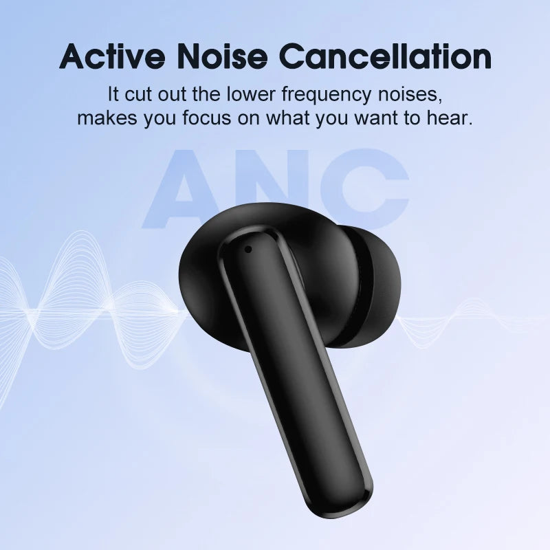 Earphone Bluetooth 5.3 Active Noise Cancellation -28dB Wireless Headphone Fast Charge Earbuds 0.068' Low Latency