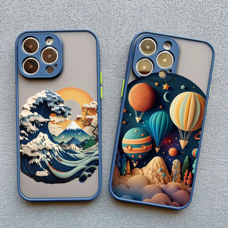 Printing Landscape Phone case For iPhone 15 14 7 8 Plus XS X XR 14 13 Pro Max 13 12 Pro Max Mini Creative Mountains Back Cover