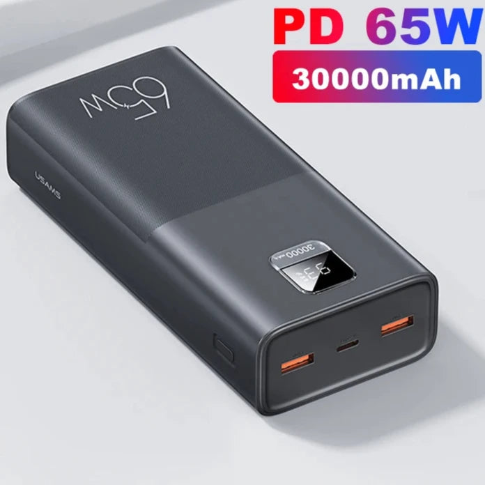 65W Power Bank 30000mAh PD Quick Charge SCP FCP Powerbank Portable External Battery Charger For Phone Laptop Tablet Mac