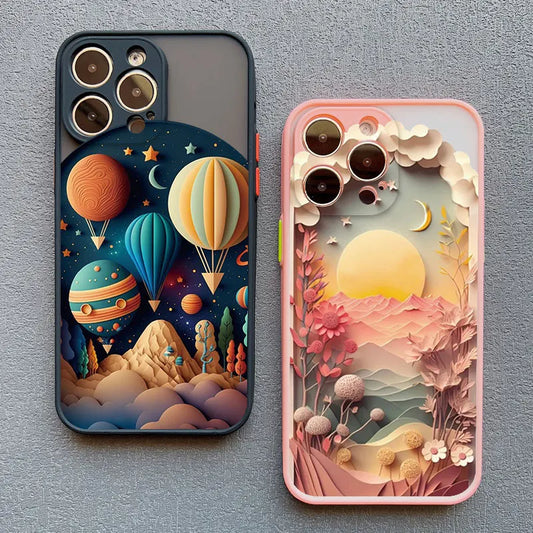 Printing Landscape Phone case For iPhone 15 14 7 8 Plus XS X XR 14 13 Pro Max 13 12 Pro Max Mini Creative Mountains Back Cover